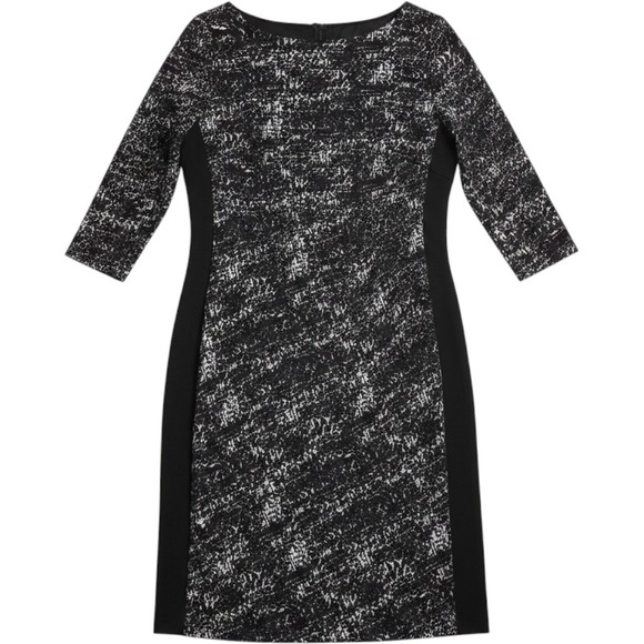 Evan Picone Dresses & Skirts - Black Label by Evan-Picone Womens White Patterned Dress‎ sz 12 Bodycon Stretch